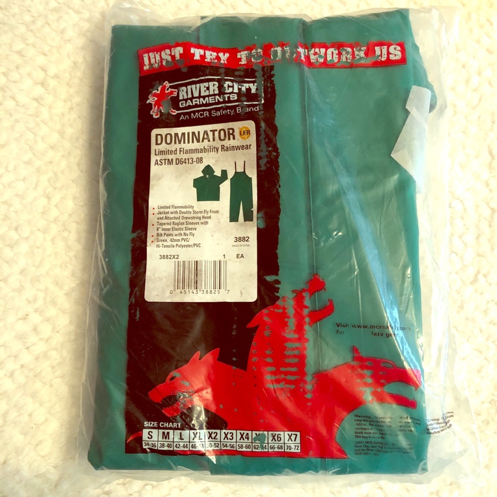 Rainwear two piece limited flammable